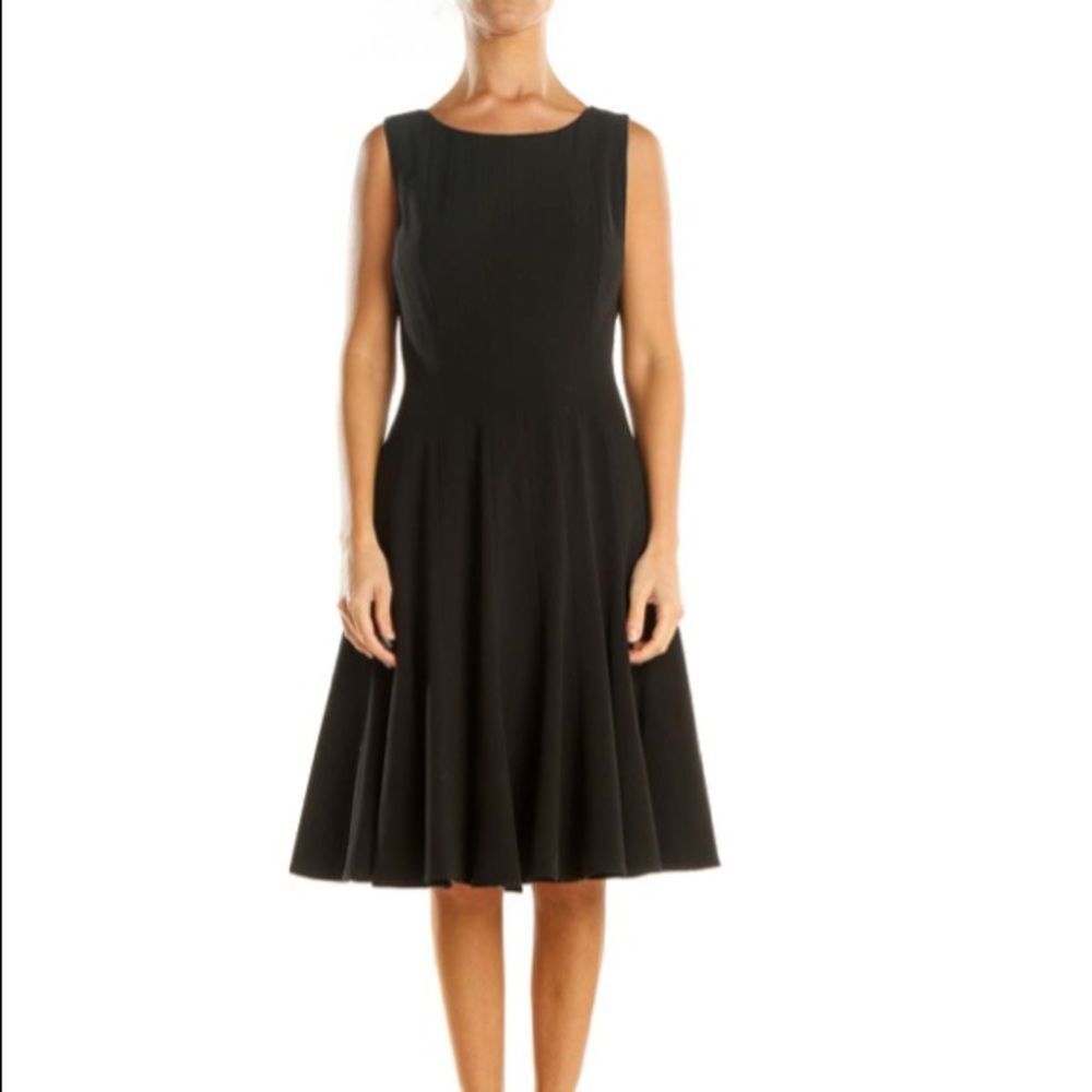 Calvin Klein Black Solid Classic Fit & Flare Dress 4